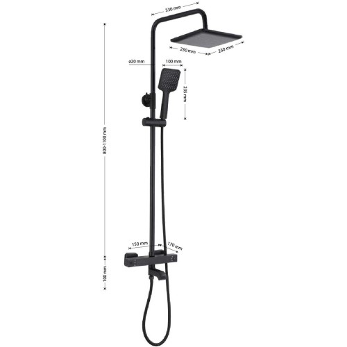 Душевая система термостатическая GFmark ART3103 Черный