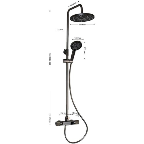 Душевая система термостатическая GFmark ART3107-G Графит