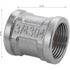 Муфта 3/4, м/м из нержавеющей стали марки 304