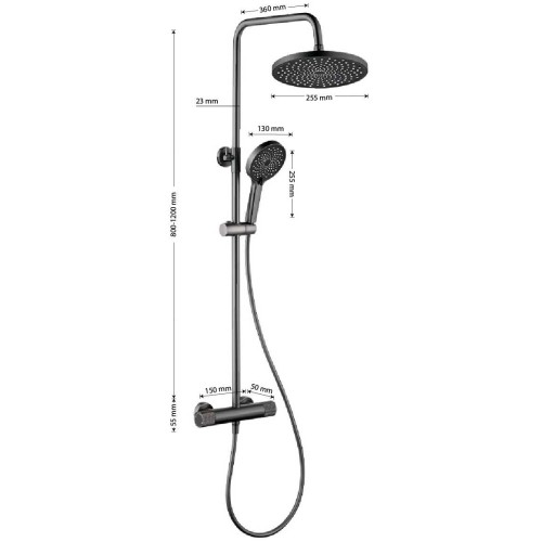 Душевая система термостатическая GFmark ART3105-G Графит
