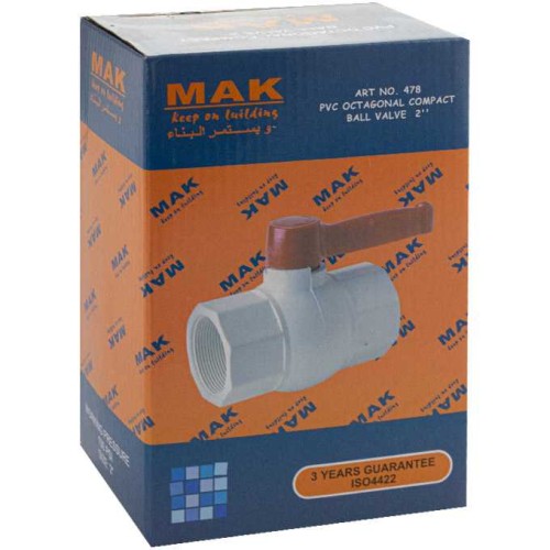 Кран шаровый 2, м/м, ручка, полипропиленовый, из АБС пластика