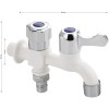 Кран водоразборный 1/2 из пластика АБС с двойным выходом, ручка флажок.