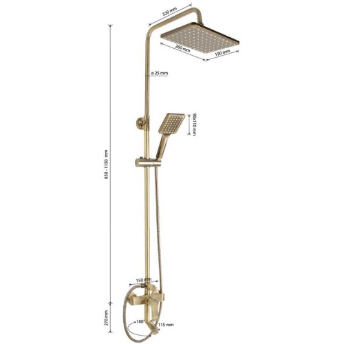 Душевая система GFmark ART5075 Бронза