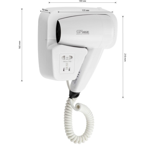 Фен для волос настенный 1200Вт GFmark ART6810 Белый