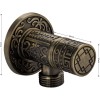 Кран металлокерамика угловой 1/2х1/2, круглая ручка, с декоративной чашкой, с орнаментом, цвет БРОНЗА.