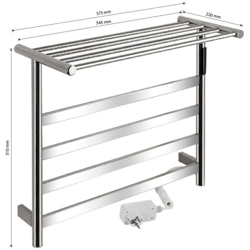 Полотенцесушитель электрический, 510 х 575 х 220 мм Kraftte ART44022 Хром
